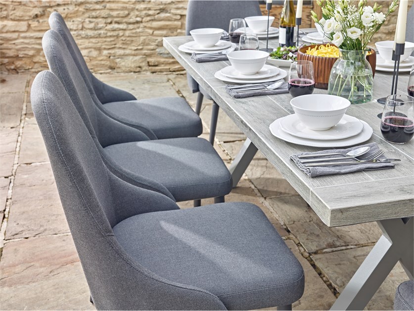 Scarlett Ceramic Rectangle Table with 8 St Lucia Chairs Alternative Image