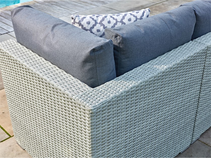 Kingscote Cloud Rattan Corner Sofa with Square Dual Height Table & 2 Benches Alternative Image