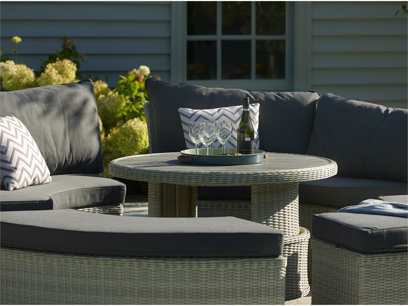 Monterey Dove Grey Rattan Daybed Set with Round Ceramic Dual Height Table Alternative Image