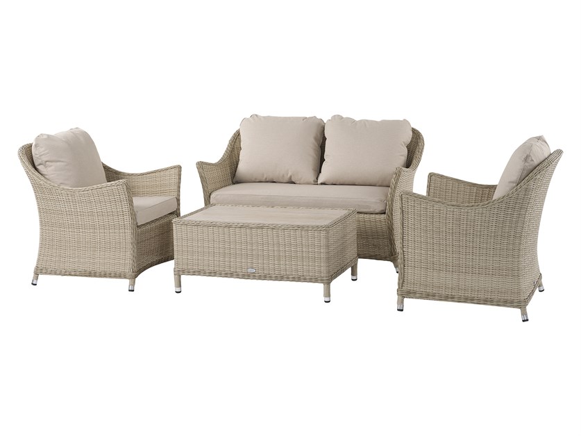 Monterey Sandstone Rattan 2 Seater Sofa with Rectangle Coffee Table & 2 Armchairs Alternative Image
