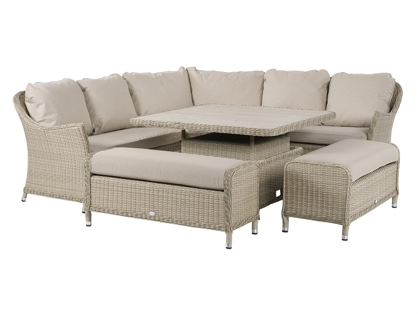 Newlyn Rattan Corner Sofa with Square Dual Height Table & 2 Benches Alternative Image