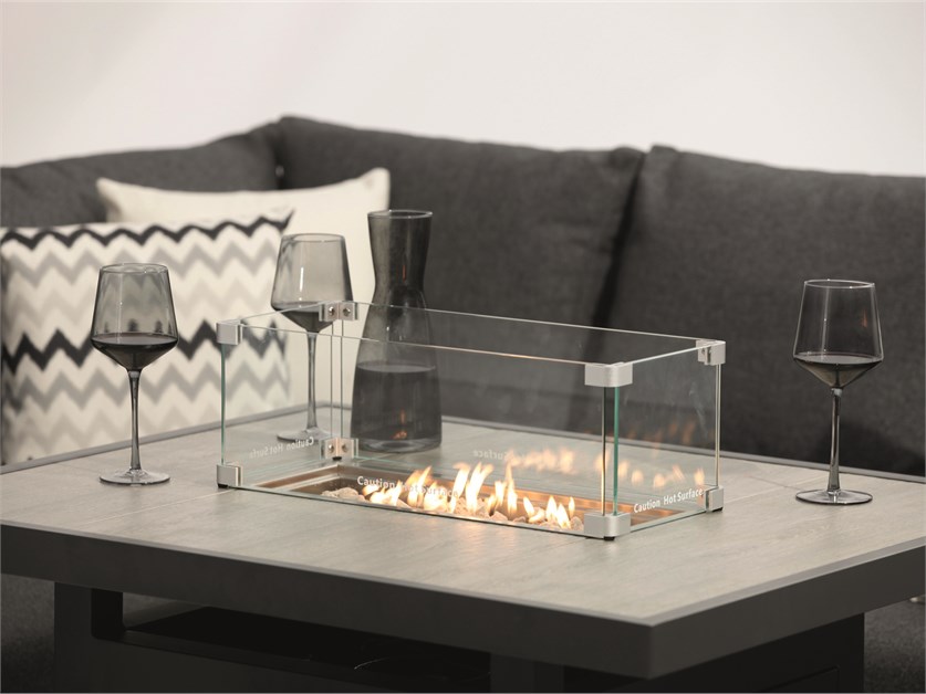La Rochelle Mini Corner Sofa with Firepit Table & 2 Stools (Cushions in Slate Grey) Alternative Image