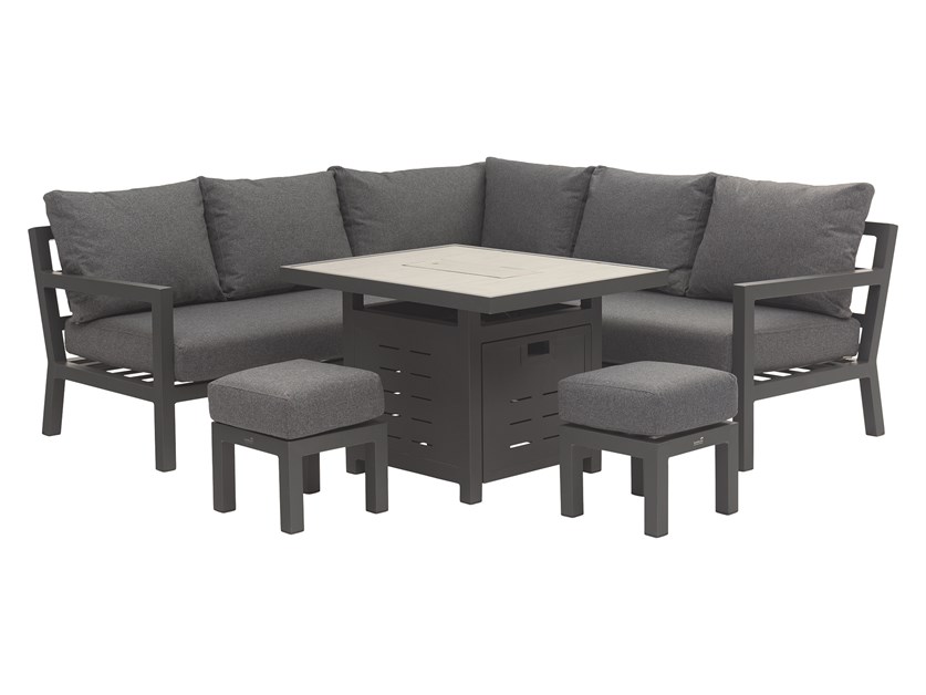 La Rochelle Mini Corner Sofa with Firepit Table & 2 Stools (Cushions in Slate Grey) Alternative Image