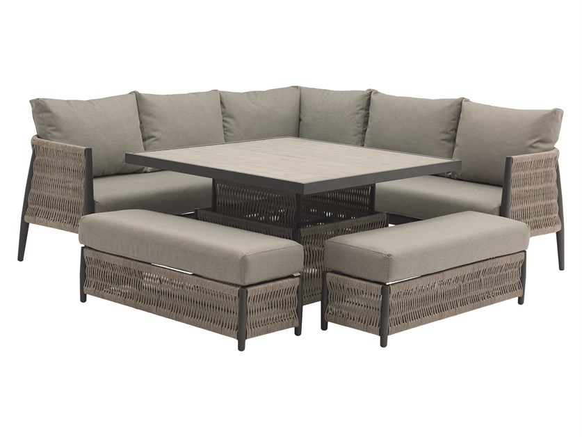 Mauritius Corner Sofa with Square Dual Height Table & 2 Benches Alternative Image
