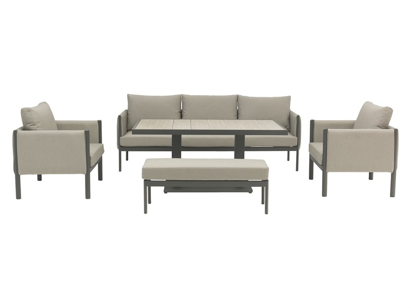 St Emilion 3 Seater Sofa with Dual Height Rectangle Table, 2 Sofa Chairs & Bench Alternative Image