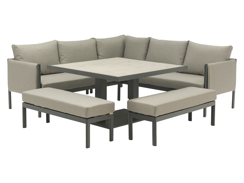 St Emilion Corner Sofa with Square Dual Height Table & 2 Benches Alternative Image