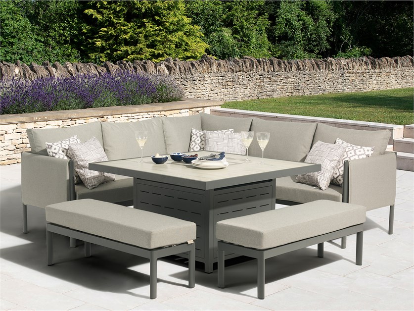 St Emilion Corner Sofa with Square Firepit Table & 2 Benches Alternative Image