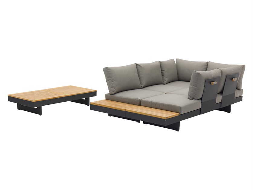 Vilamoura Rectangle Modular Sofa with Rectangle Teak Coffee Table Alternative Image