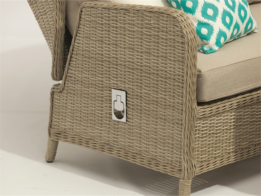Chedworth Sandstone Rattan Reclining Mini Corner Sofa with Firepit Table & 2 Stools Alternative Image