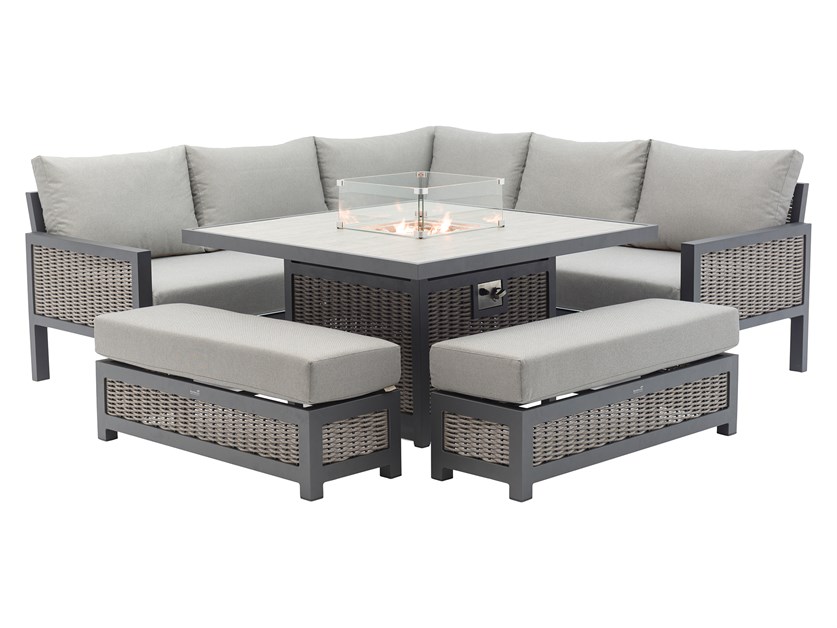 Buckland Corner Sofa with Square Firepit Table & 2 Benches Alternative Image