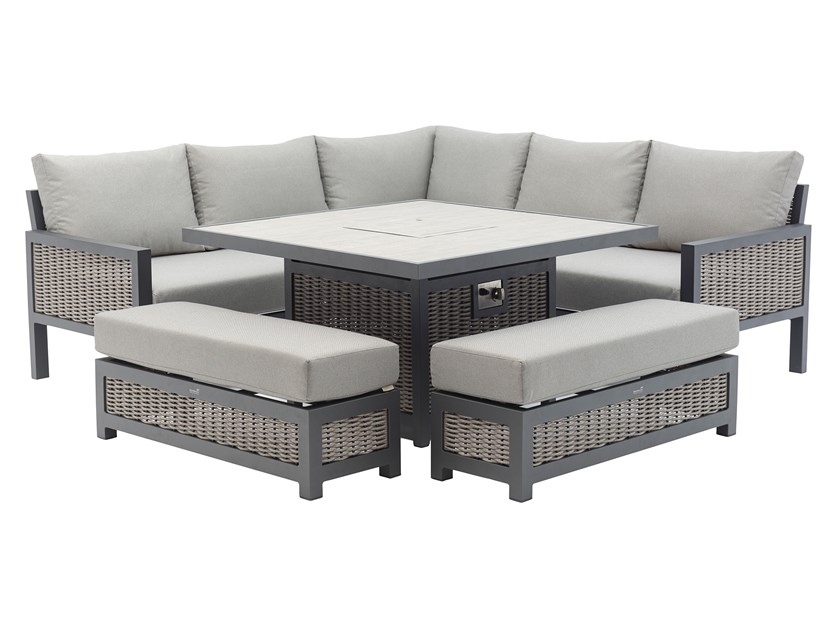 Buckland Corner Sofa with Square Firepit Table & 2 Benches Alternative Image