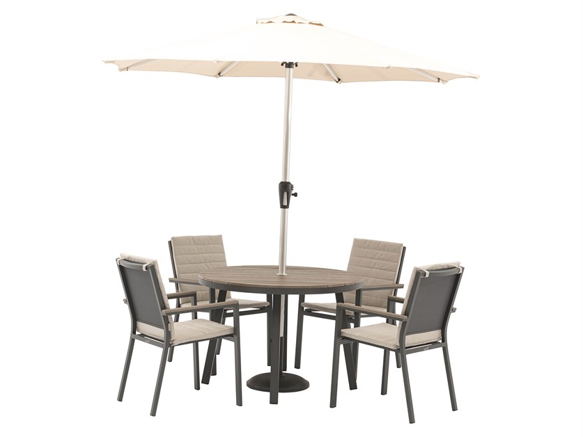 Zurich 4 Seat Round Dining Set with Parasol & Base Alternative Image