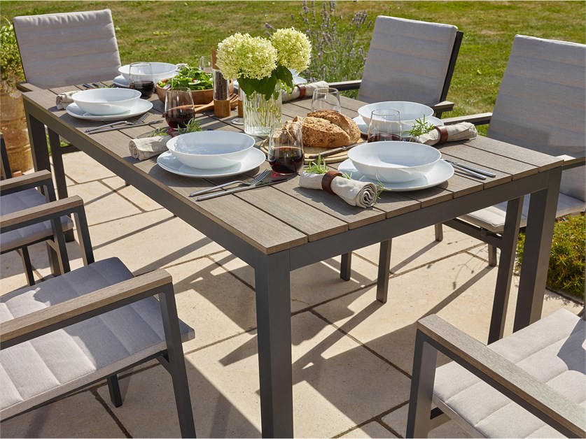 Zurich 6 Seat Rectangle Dining Set with Parasol & Base Alternative Image