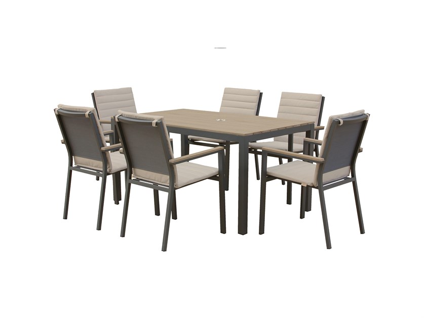 Zurich 6 Seat Rectangle Dining Set with Parasol & Base Alternative Image