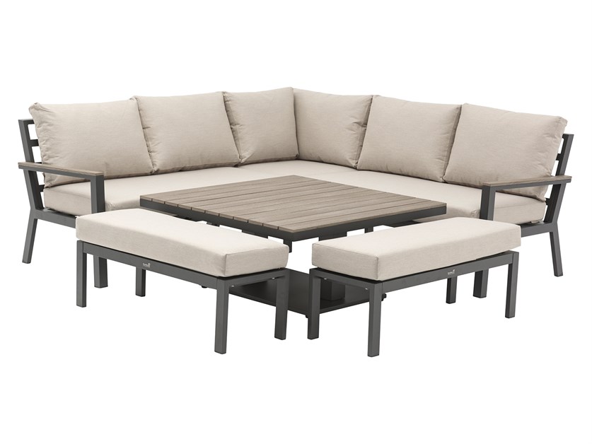 Zurich Corner Sofa with Square Piston Adjustable Table & 2 Benches Alternative Image