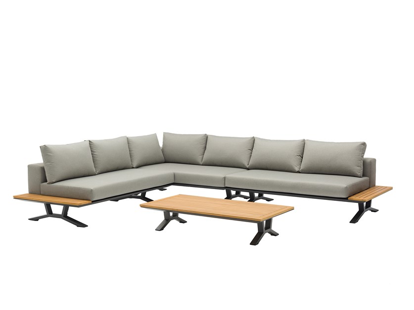 Lucca L-Shape Sofa & Rectangle Teak Coffee Table Alternative Image