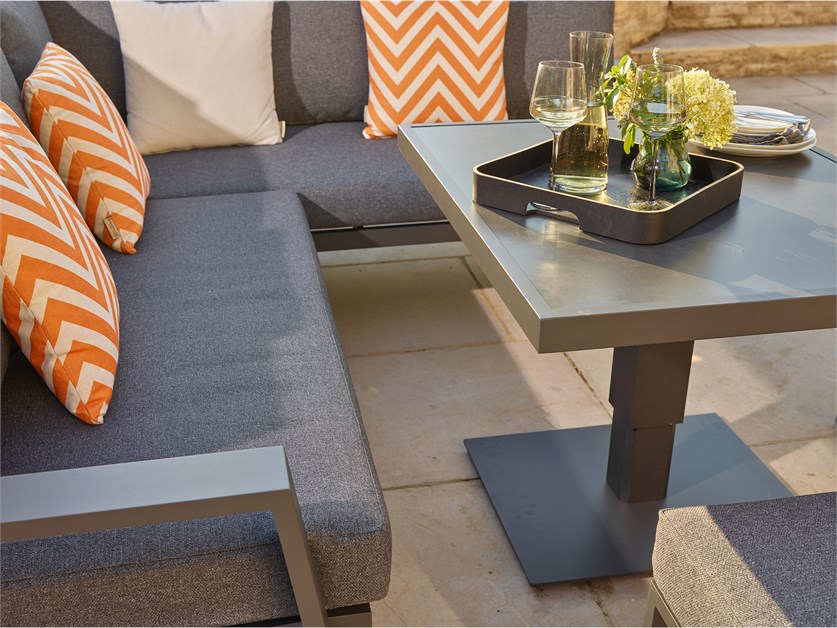 Amsterdam Mini Corner Sofa with Ceramic Glass Piston Adjustable Height Table & 2 Stools Alternative Image