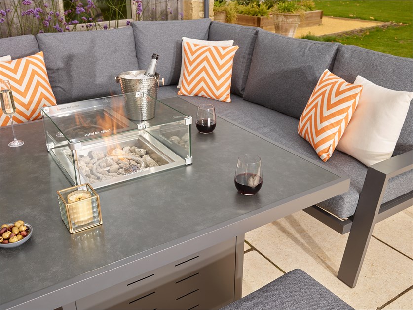 Amsterdam Corner Sofa with Square Ceramic Glass Firepit Table & 2 Benches Alternative Image