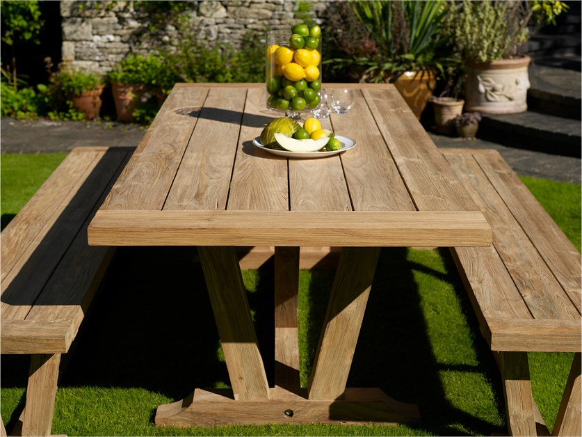 Kuta Teak Rectangle Table with 2 Kuta Teak Benches Alternative Image