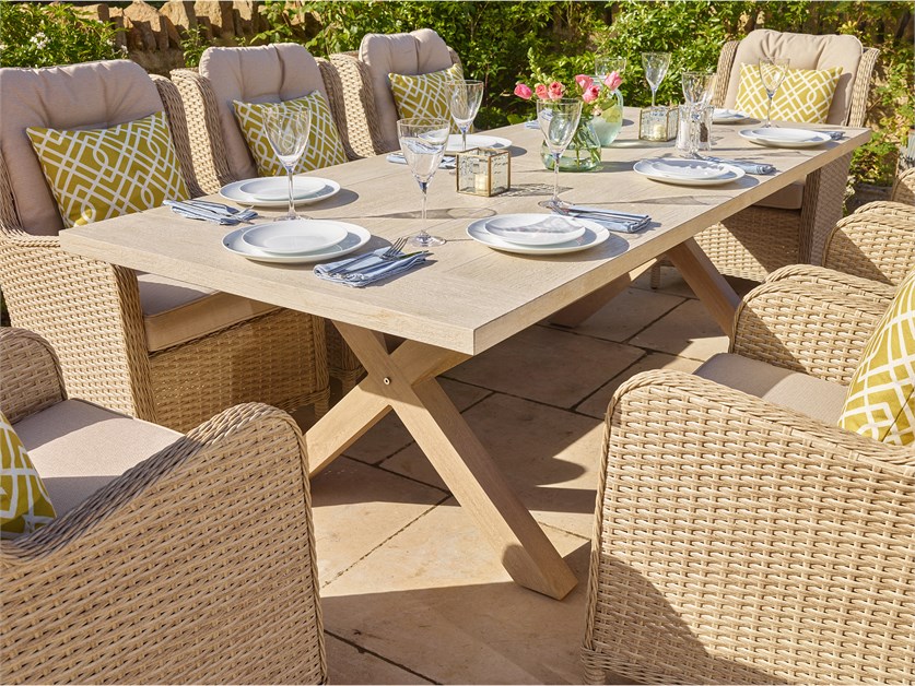 Somerford Ceramic Rectangle Table with 8 Rattan Chairs Alternative Image