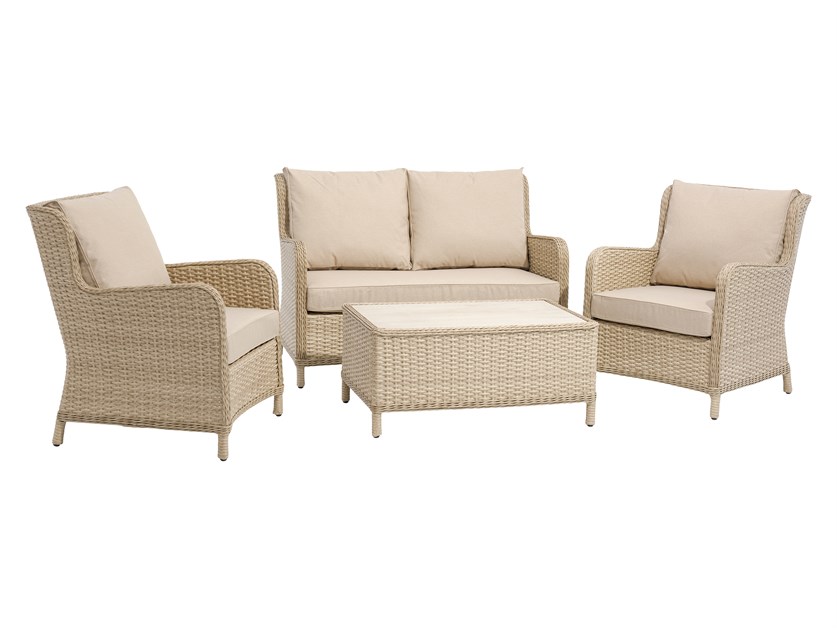 Somerford Rattan 2 Seater Sofa with Rectangle Coffee Table & 2 Armchairs Alternative Image
