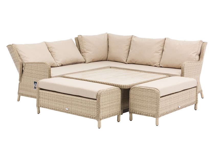 Somerford Rattan Reclining Corner Sofa with Square Dual Height Table & 2 Benches Alternative Image