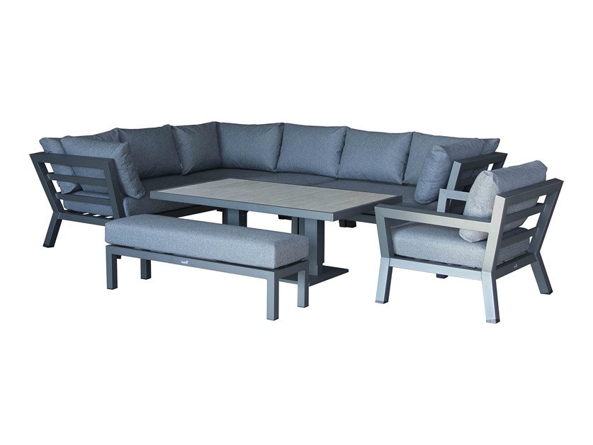 San Marino L-Shape Sofa with Rectangle Piston Adjustable Height Table, Bench & Chair Alternative Image