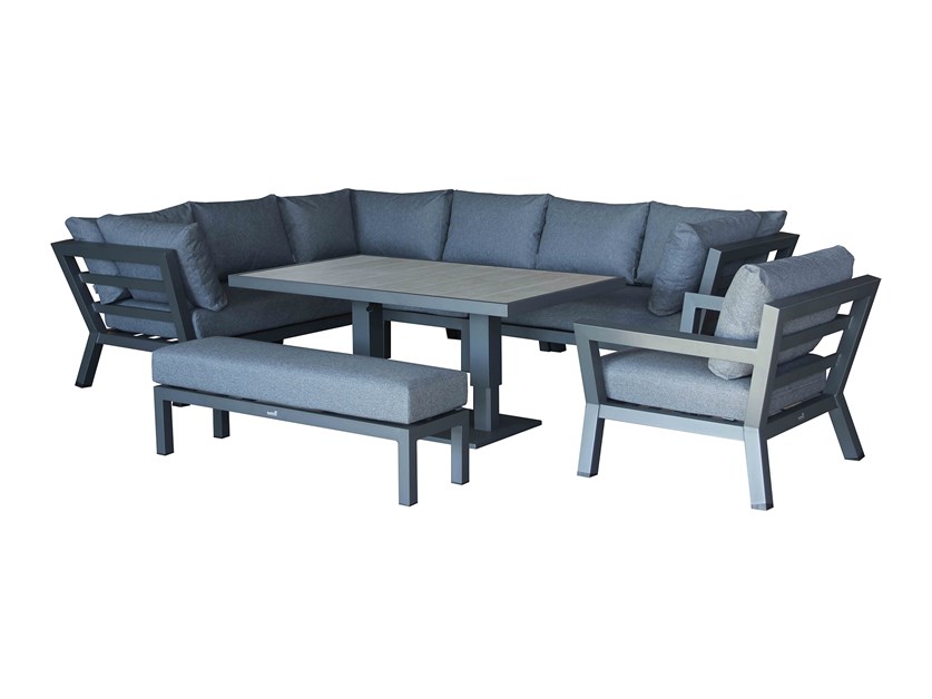 San Marino L-Shape Sofa with Rectangle Piston Adjustable Height Table, Bench & Chair Alternative Image