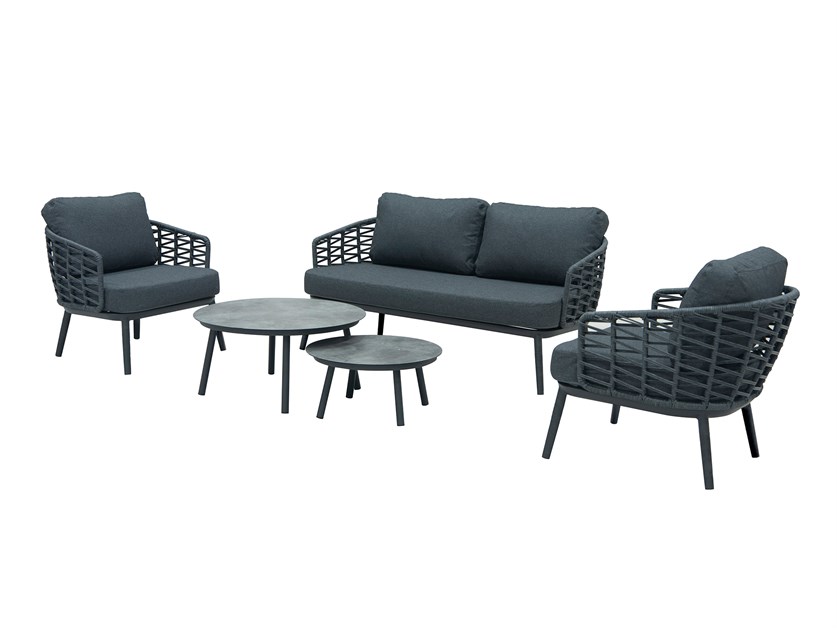 Cannes 2 Seater Sofa with Duo Round Coffee Tables & 2 Armchairs Alternative Image