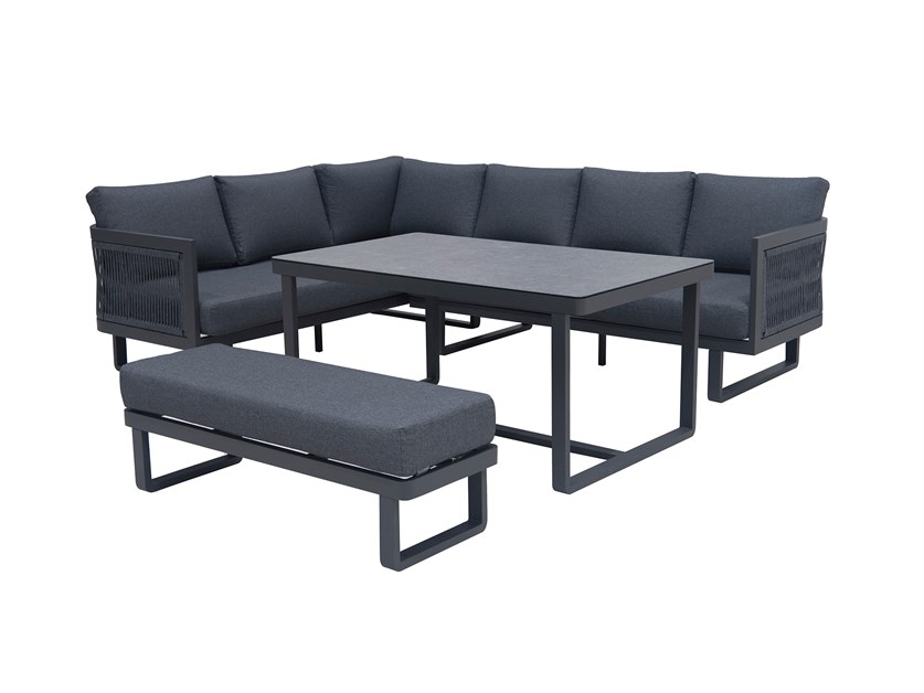Hudson L-Shape Sofa Set with Rectangle Table & Bench Alternative Image