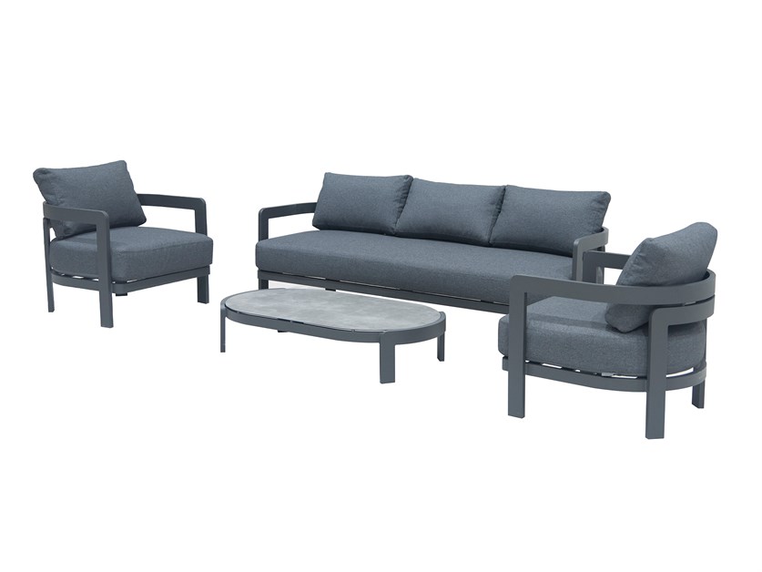Marseilles 2 Seater Sofa with Elliptical Coffee Table & 2 Armchairs Alternative Image