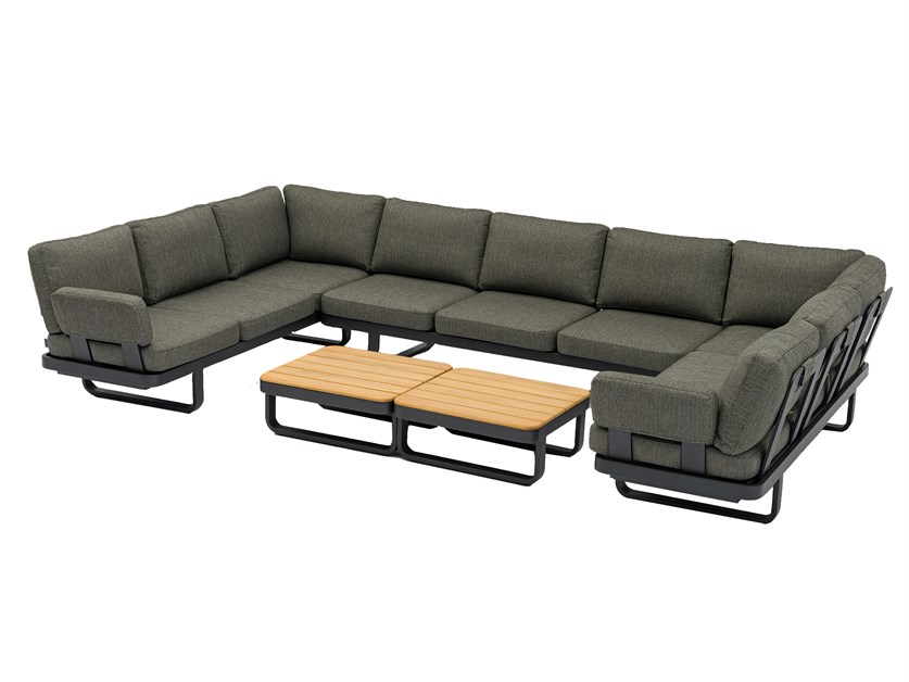 Montpellier U-Shape Sofa Set with Square Teak Coffee Tables Alternative Image
