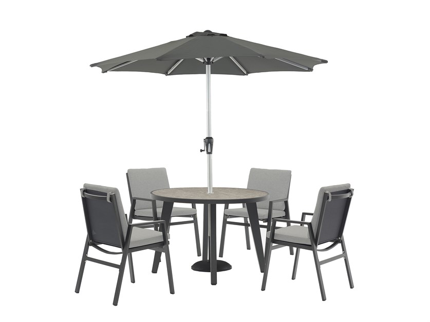 Pienza  4 Seat Round Dining Set with Parasol & Base Alternative Image