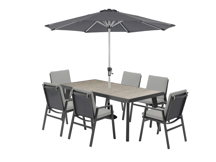 Pienza  6 Seat Rectangle Dining Set with Parasol & Base Alternative Image