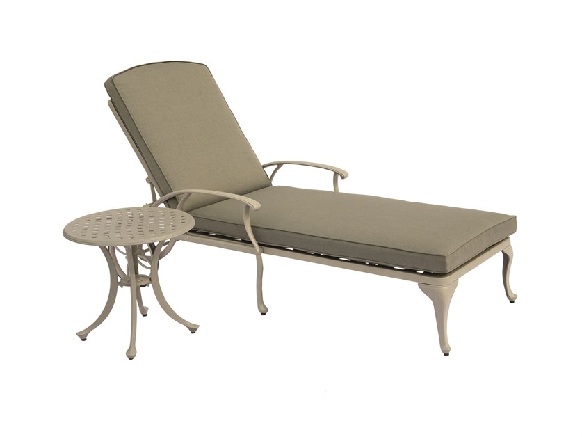 Rome Stone Cast Aluminium Lounger with Wheels & Side Table Alternative Image