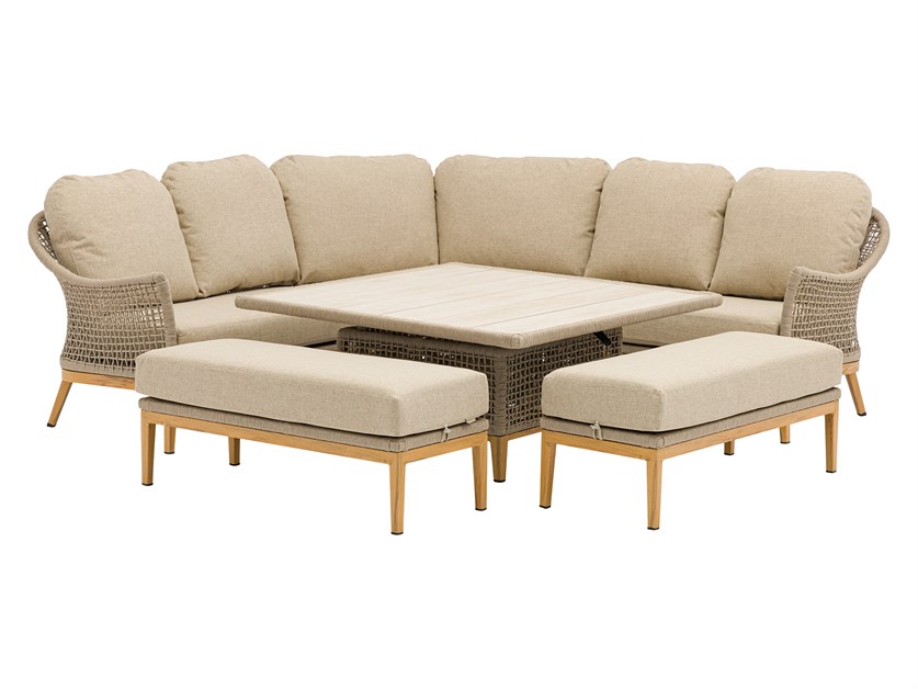 Oslo Corner Sofa with Square Piston Adjustable Table & 2 Benches Alternative Image