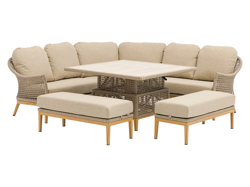 Oslo Corner Sofa with Square Piston Adjustable Table & 2 Benches Alternative Image