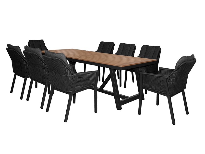 San Marino Teak Rectangle Table with 8 Deluxe Chairs Alternative Image