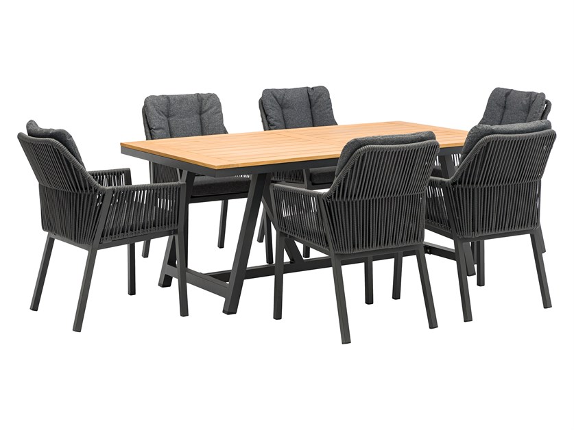 San Marino Teak Rectangle Table with 6 Deluxe Chairs Alternative Image