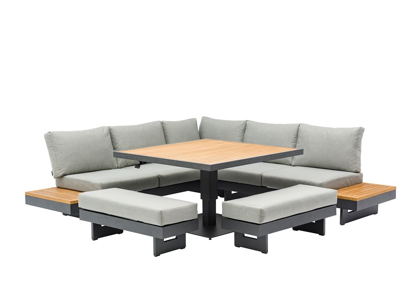 Vilamoura Corner Sofa with Square Piston Adjustable Table & 2 Benches Alternative Image