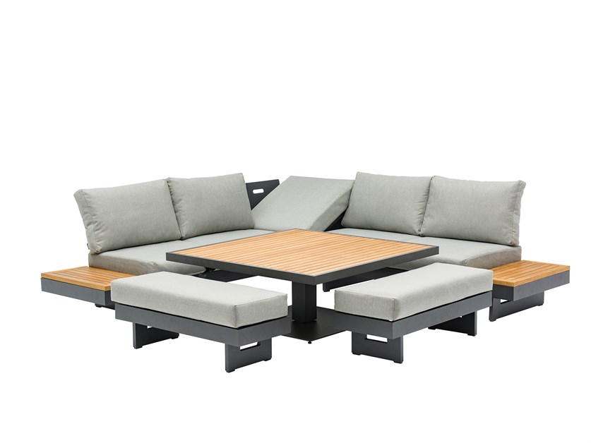 Vilamoura Corner Sofa with Square Piston Adjustable Table & 2 Benches Alternative Image