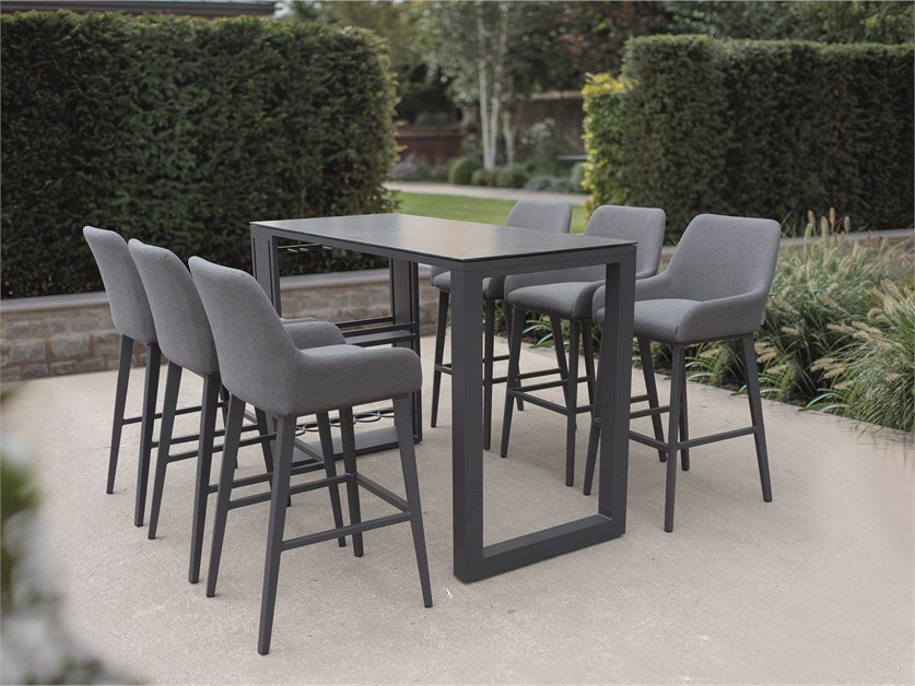 Verona Charcoal Rectangle Bar Set with 6 Chairs Alternative Image
