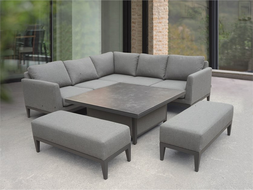 Verona Charcoal Corner Sofa Set with Piston Adjustable Table & 2 Benches Alternative Image