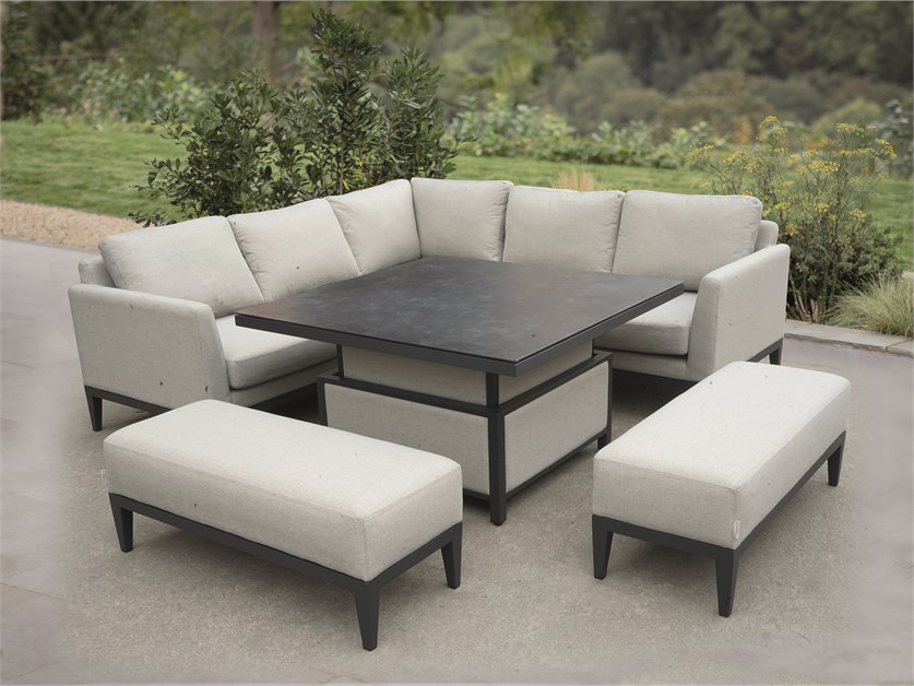 Verona Fawn Corner Sofa Set with Piston Adjustable Table & 2 Benches Alternative Image