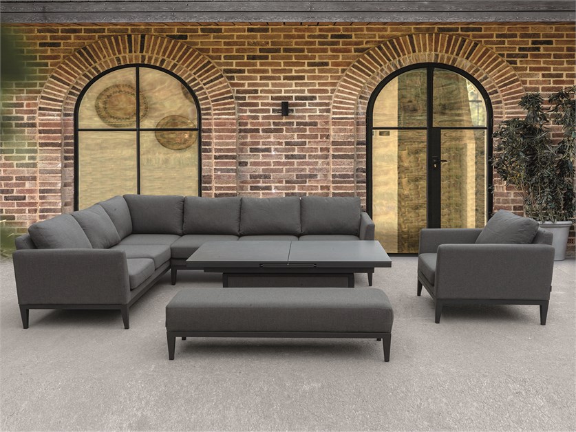 Verona Charcoal L-Shape Sofa Set with Piston Adjustable Table Alternative Image