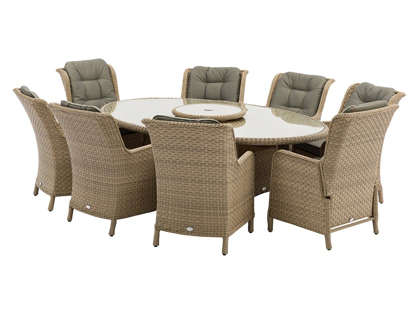 Blenheim Rattan 8 Seat Elliptical Dining Set (including 2 Recliners) with Lazy Susan Alternative Image
