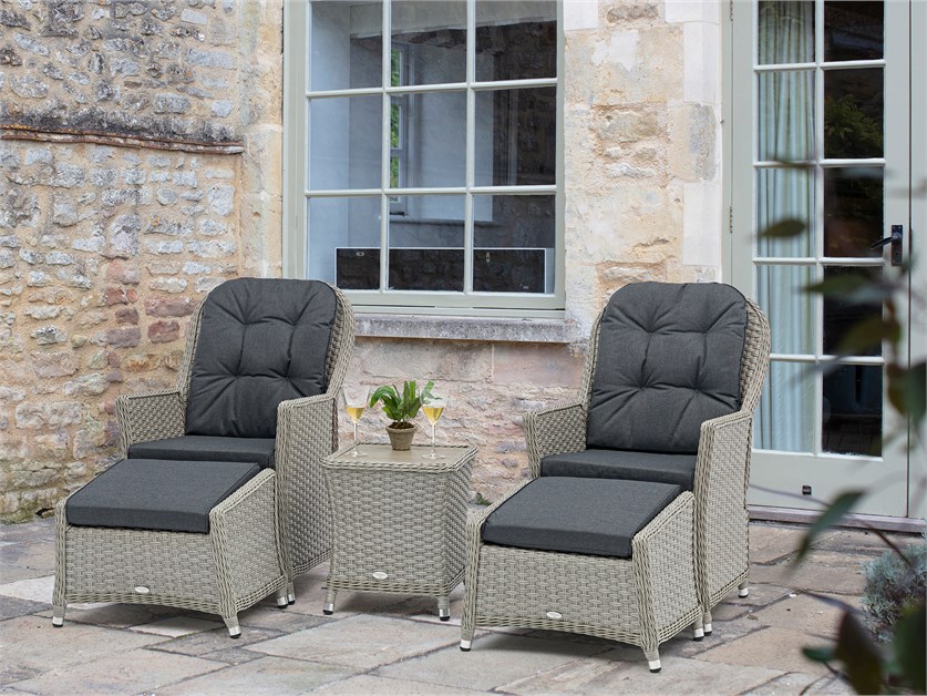 Wentworth Rattan Recliner Set with 2 Footstools & Side Table Alternative Image