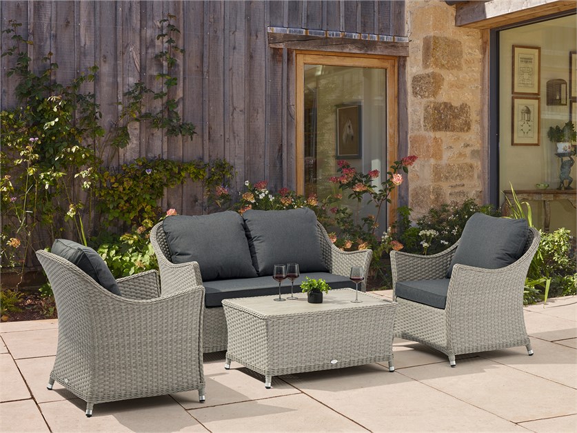 Wentworth Rattan 2 Seater Sofa with Rectangle Coffee Table & 2 Armchairs Alternative Image