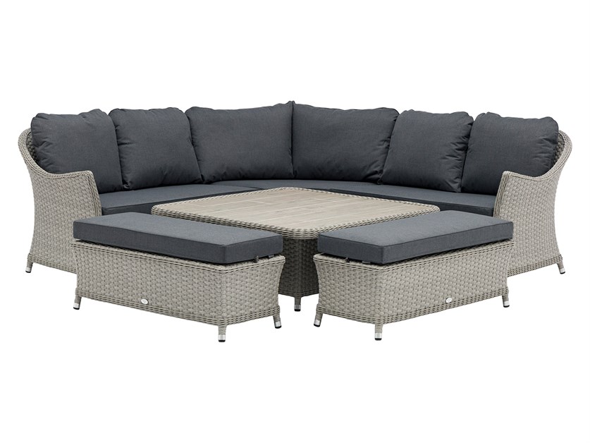 Wentworth Rattan Corner Sofa with Square Dual Height Table & 2 Benches Alternative Image