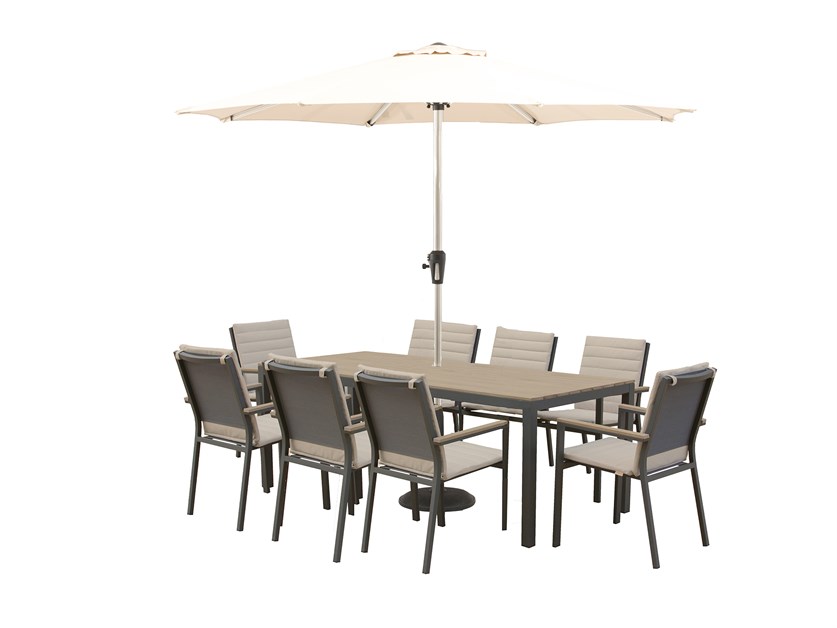 Zurich 8 Seat Rectangle Dining Set with Parasol & Base Alternative Image